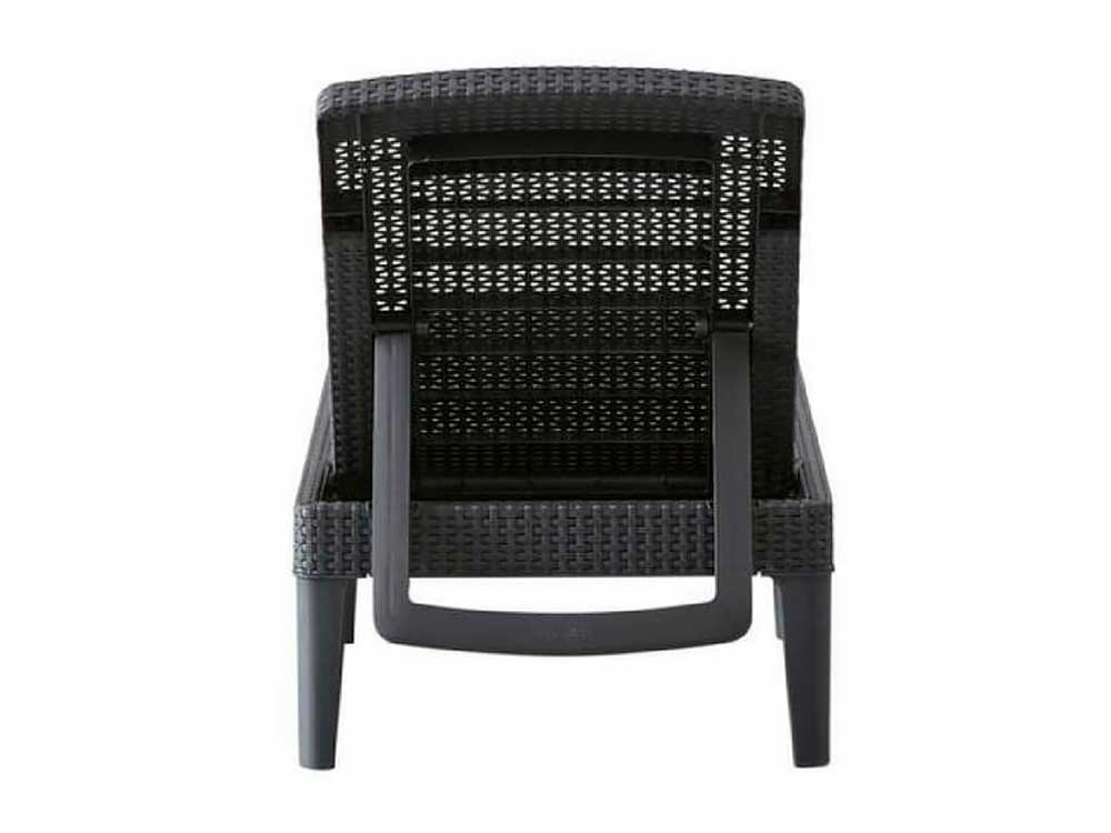 Шезлонг садовый JAIPUR SUN LOUNGER (WITH CUSHION) из пластика под ротанг, с регулируемой спинкой и подушками