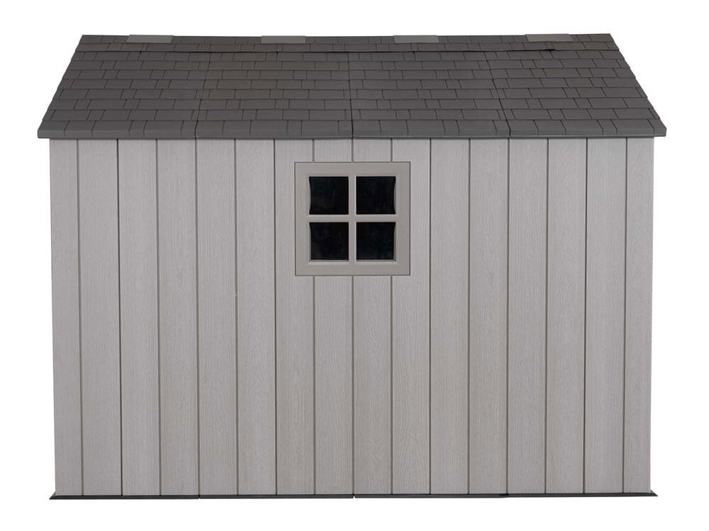Сарай (хозблок) пластиковый WOODLOOK 8x10 60295 габариты 304 х 243 см с двускатной крышей для дачи или загородного дома