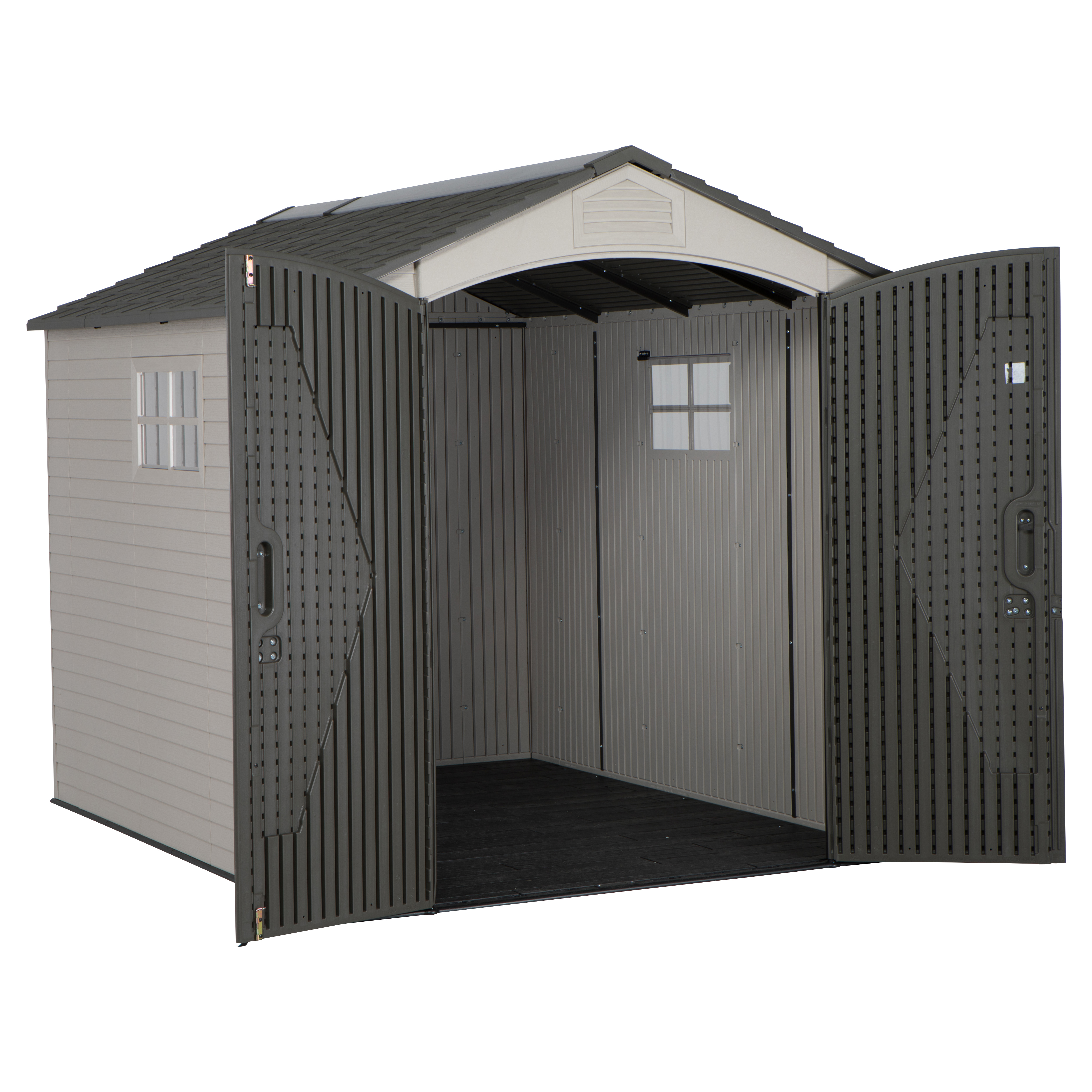 Сарай (хозблок) пластиковый Life Time 7x9,5 60252 габариты 280 х 206,6 см с двускатной крышей для дачи или загородного дома