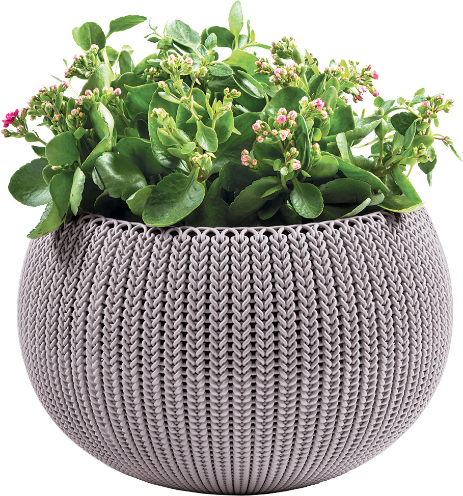 Кашпо Keter COZIES M из пластика ⌀ 36 см, 9,4 л текстура под ротанг