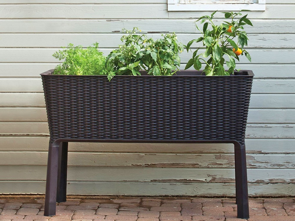 Садовая грядка Keter EASY GROWING 120л из пластика под ротанг