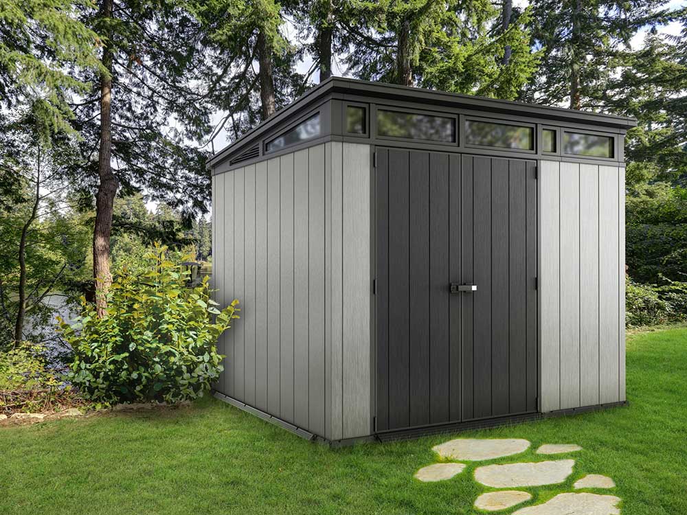 Садовый сарай КETER ARTISAN 9x7 габариты 277 х 218 см с односкатной крышей для дачи или загородного дома